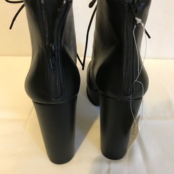 Dividend H&M Black Leather Combat Boots Size 9.5 - Picture 2 of 8